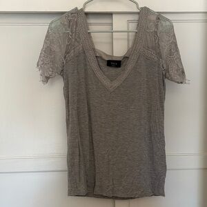 Vici Charcoal Lace Accent Blouse